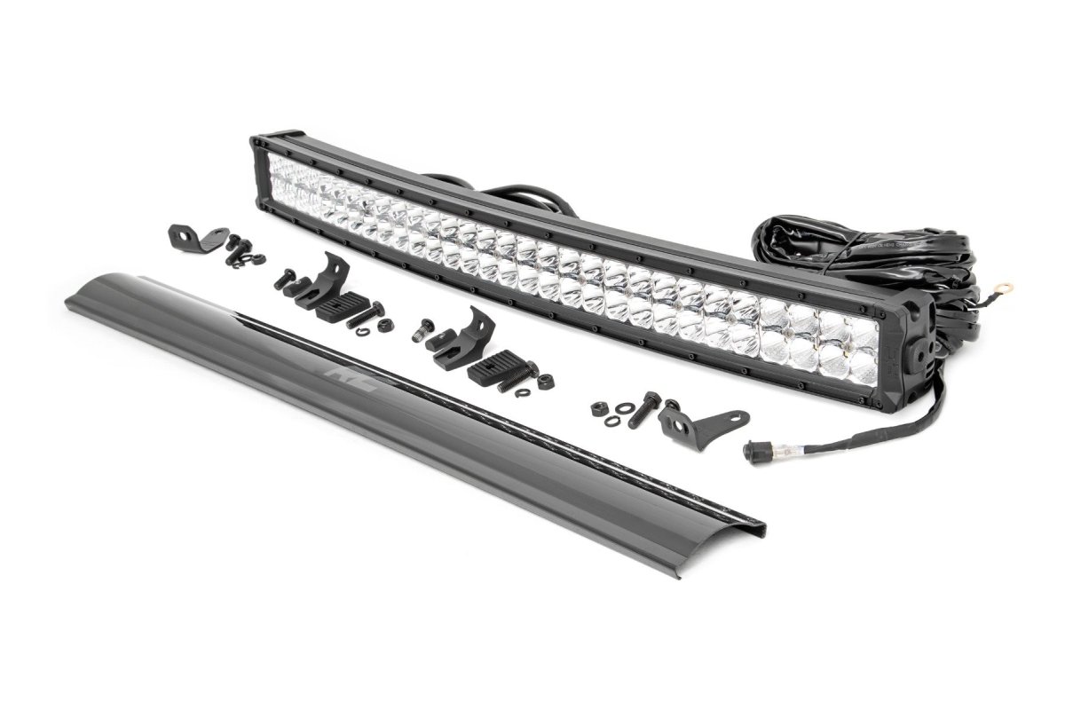 LED Light Bar - Rough Country - Curved | Dual Row | Cool White DRL - Chrome